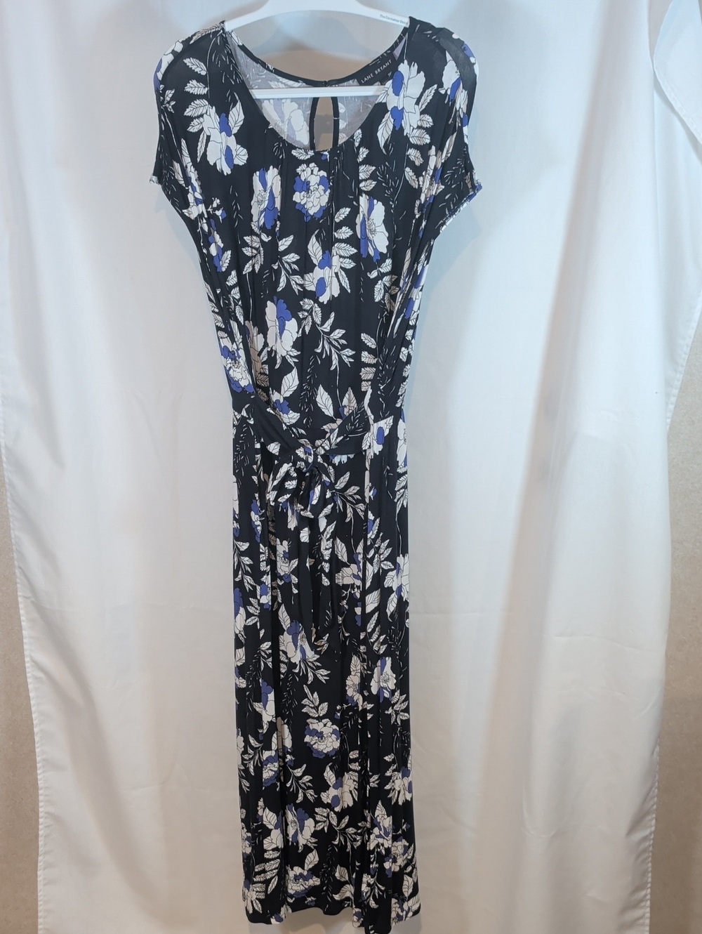 Lane Bryant Black Floral Maxi Dress with Blue & White Print